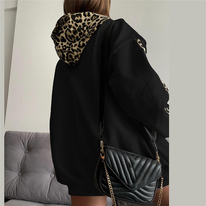 Hooded Leopard Print Multicolor Hoodie apparels & accessories