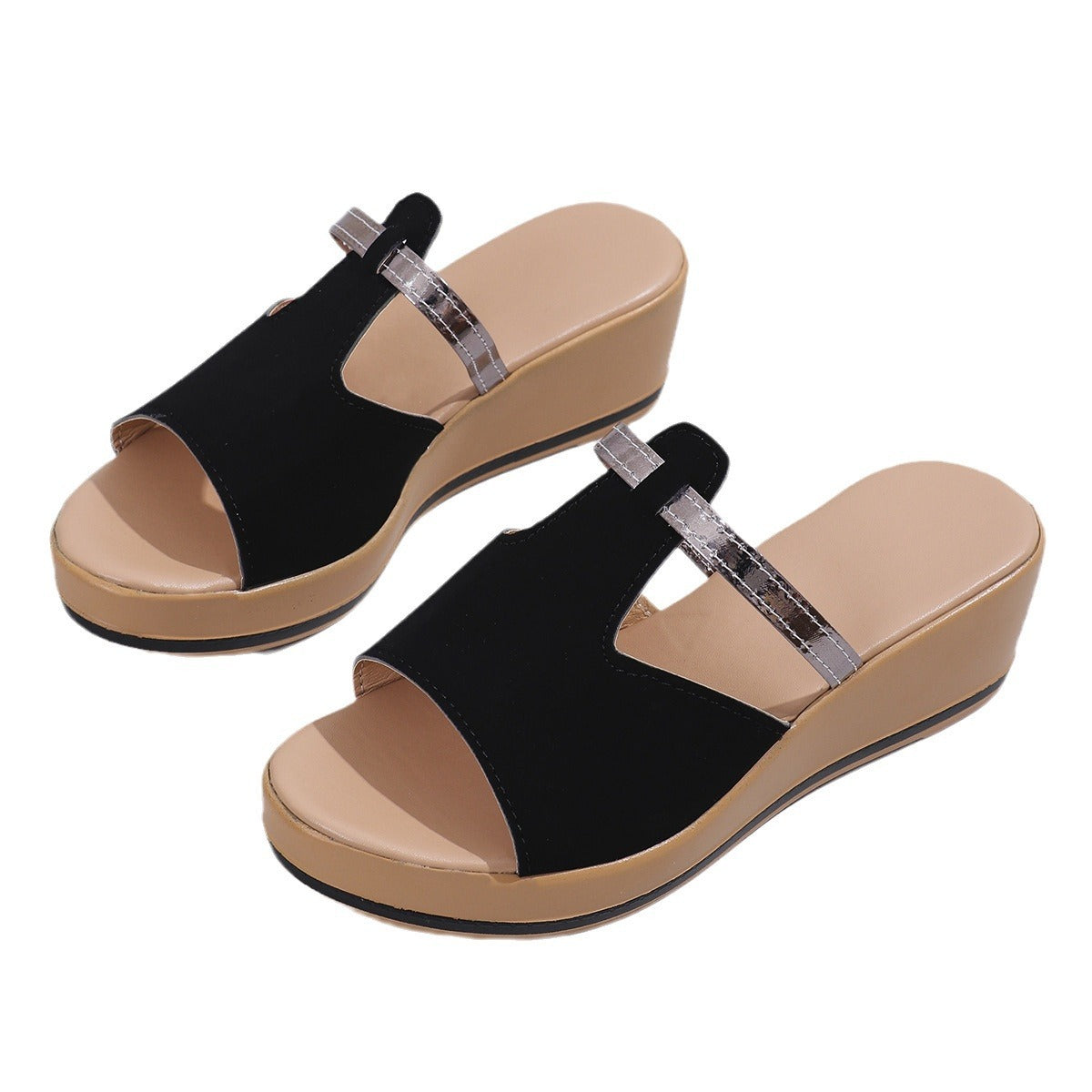 Summer Peep-toe Wedges Sandals Casual Thick Sole Heightening Slippers Fashion Outdoor Slides Shoes Women Accessories for women