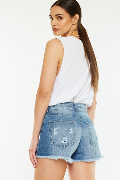 Kancan Full Size High Rise Raw Hem Denim Shorts Bottom wear