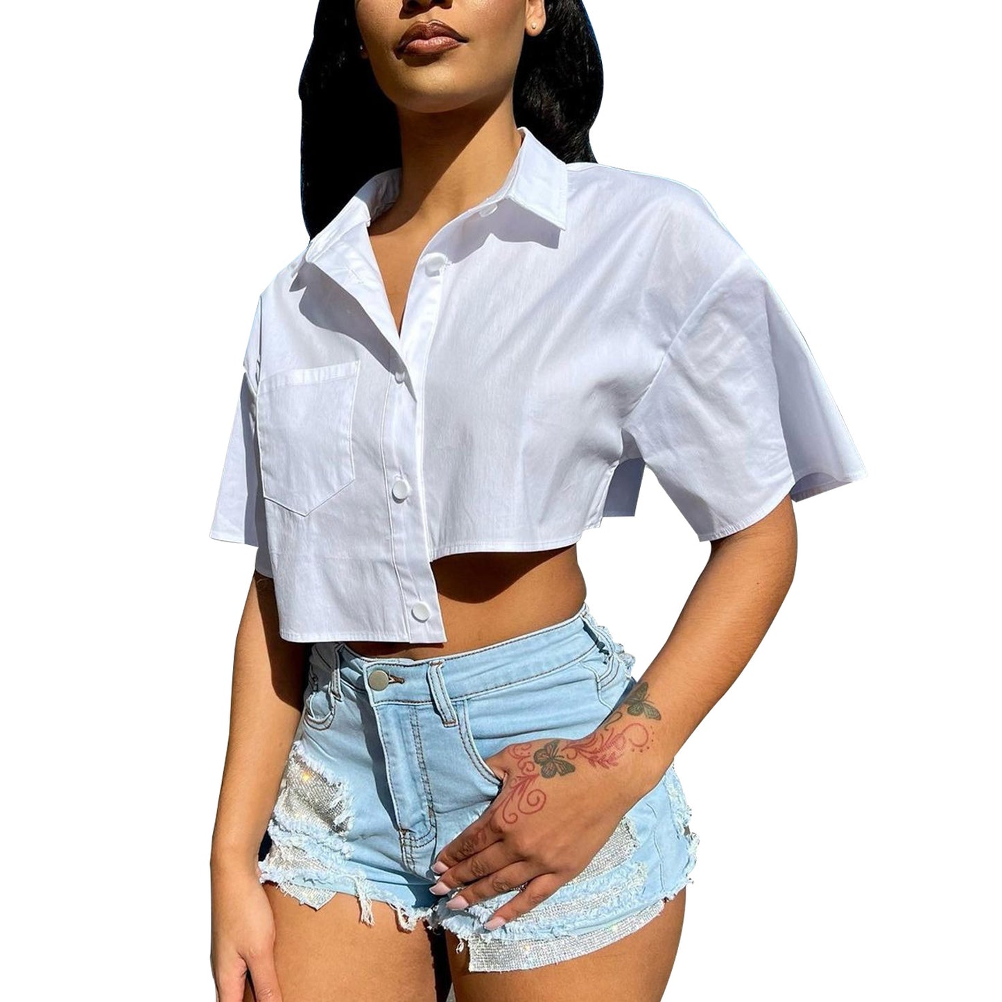 Women's Fashion Casual Irregular Short Sleeve Shirt apparels & accessories