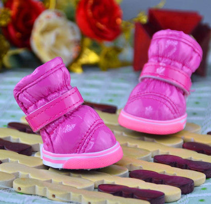 PU Warm Pet Dog Shoes In Winter pet cloths