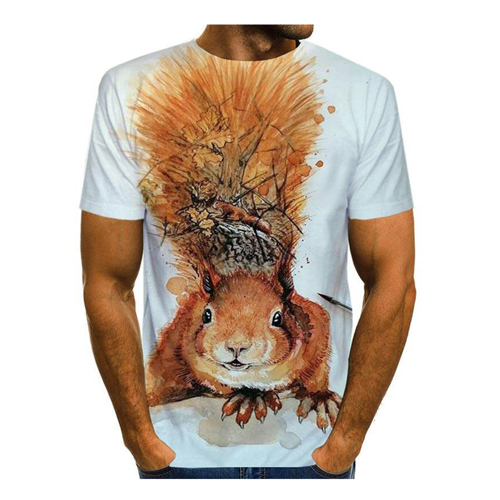 T-shirt 3D Printing Animal Print T-shirt Cute Top men's clothing