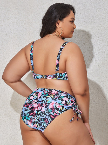 Plus Size Printed Wide Strap Two-Piece Swim Set apparel & accessories