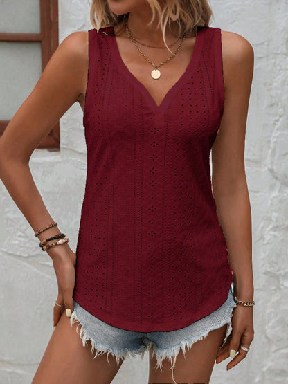 Eyelet V-Neck Wide Strap Tank apparel & accessories