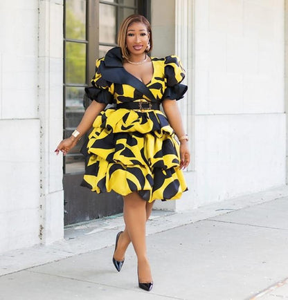 Loose Plus Size Printed Pullover Dress Dresses & Tops