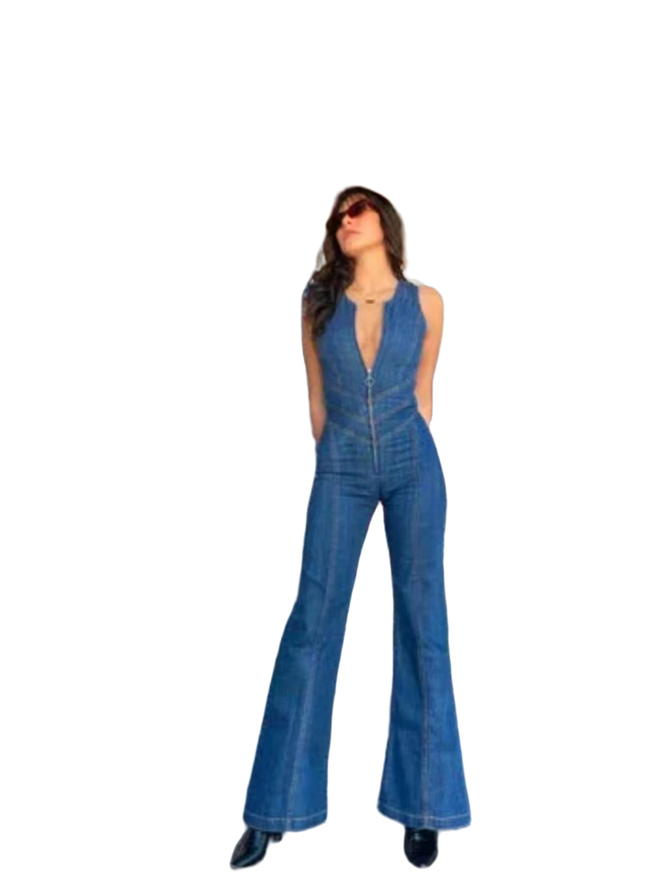 Spring Slim Fit Slimming Fashion Street Retro Style High Waist Denim Jumpsuit apparel & accessories