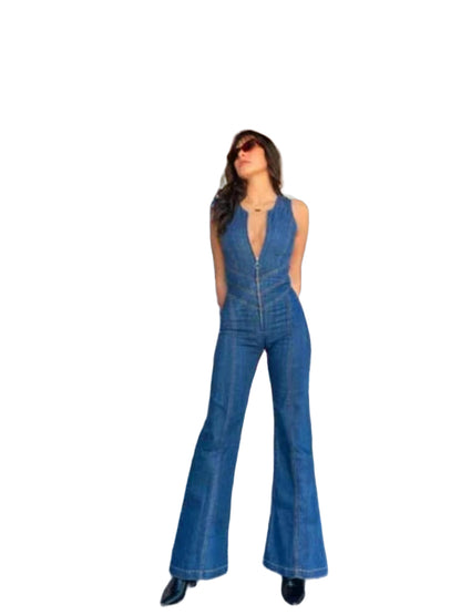 Slim Fit Street fashion Retro Style High Waist Denim Jumpsuit apparel & accessories