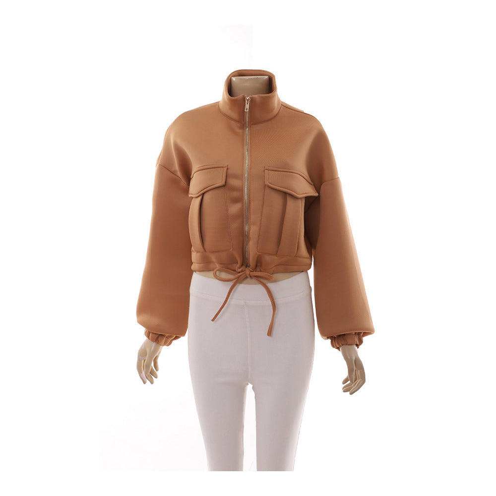 Women's Space Layer Jacket Multi-Pocket Drawstring Turtleneck apparels & accessories