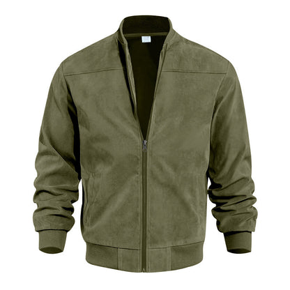 Men's Suede Solid Color Casual Retro Jacket apparels & accessories