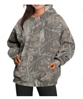 Women's Camouflage Hoodie Maple Leaf Print Oversized apparels & accessories