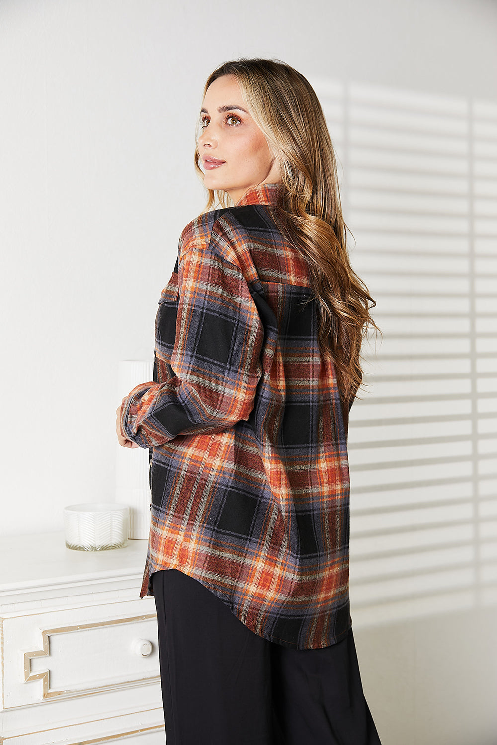 Plaid Dropped Shoulder Shirt Dresses & Tops