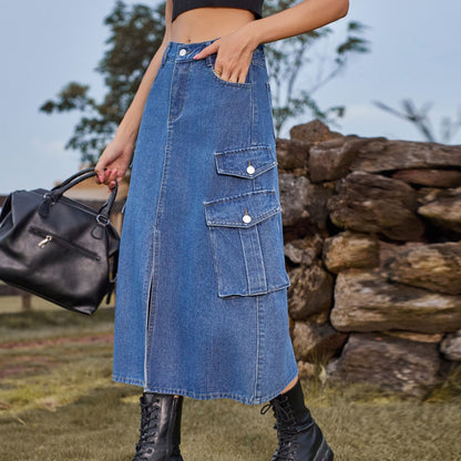 Women's Denim Cargo Pants Casual Skirt apparels & accessories