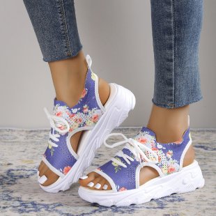 Print Lace-up Sports Sandals Mesh Shoes Shoes & Bags