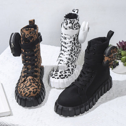 Women's British Fashion Trend Short Boots Popular Color Blocking Shoes & Bags