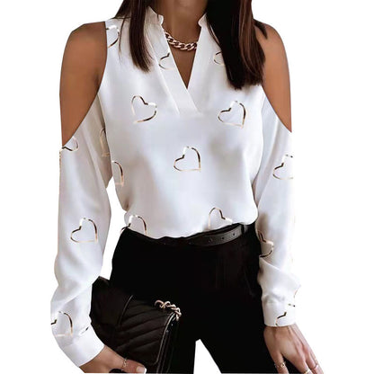 Long Sleeve Off-shoulder Long Sleeve Printed Shirt apparels & accessories