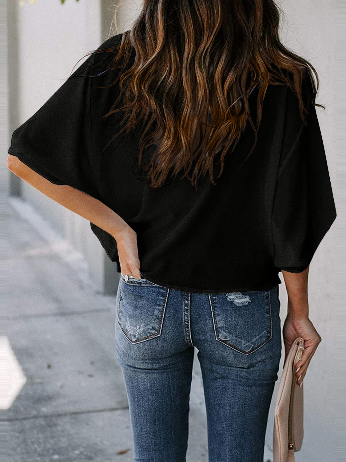 Cowl Neck Three-Quarter Sleeve Blouse apparel & accessories