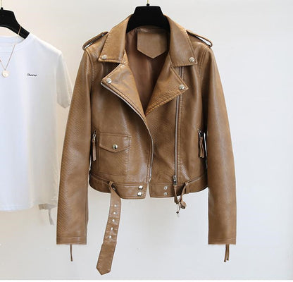 Women's Short Leather Jacket Spring And Autumn apparels & accessories