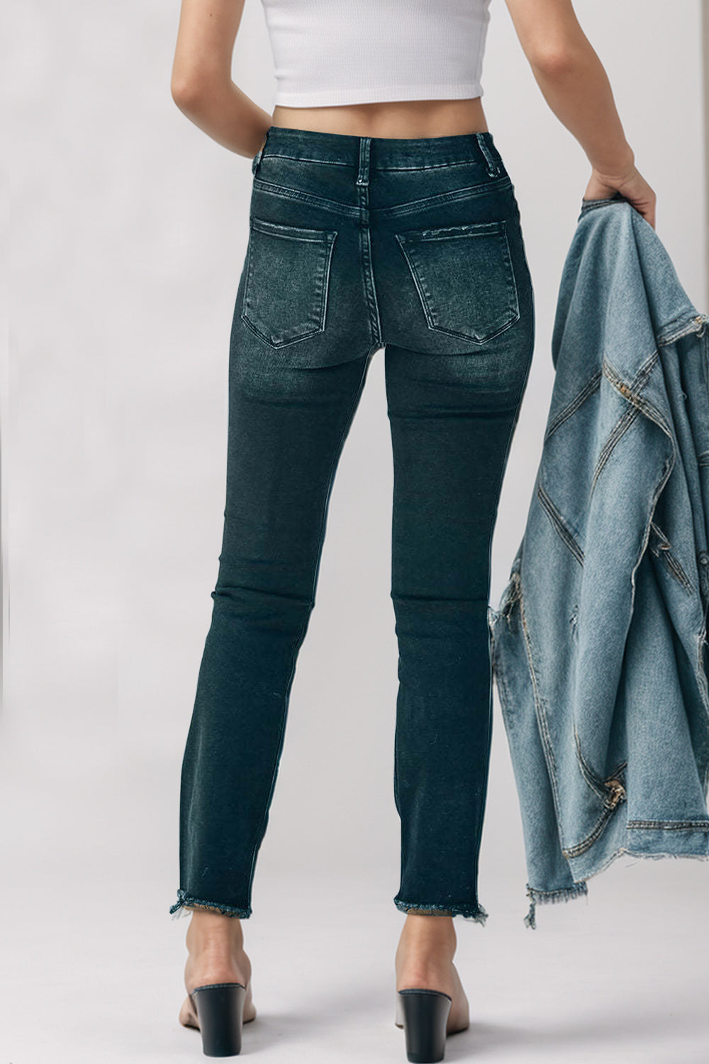 Mid-Rise Waist Skinny Jeans with Pockets apparel & accessories