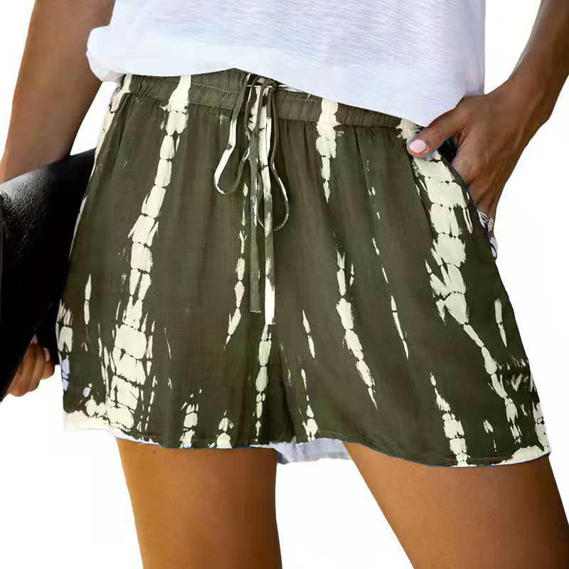 Summer European And American Tie-dye Striped Wide-leg Shorts shorts