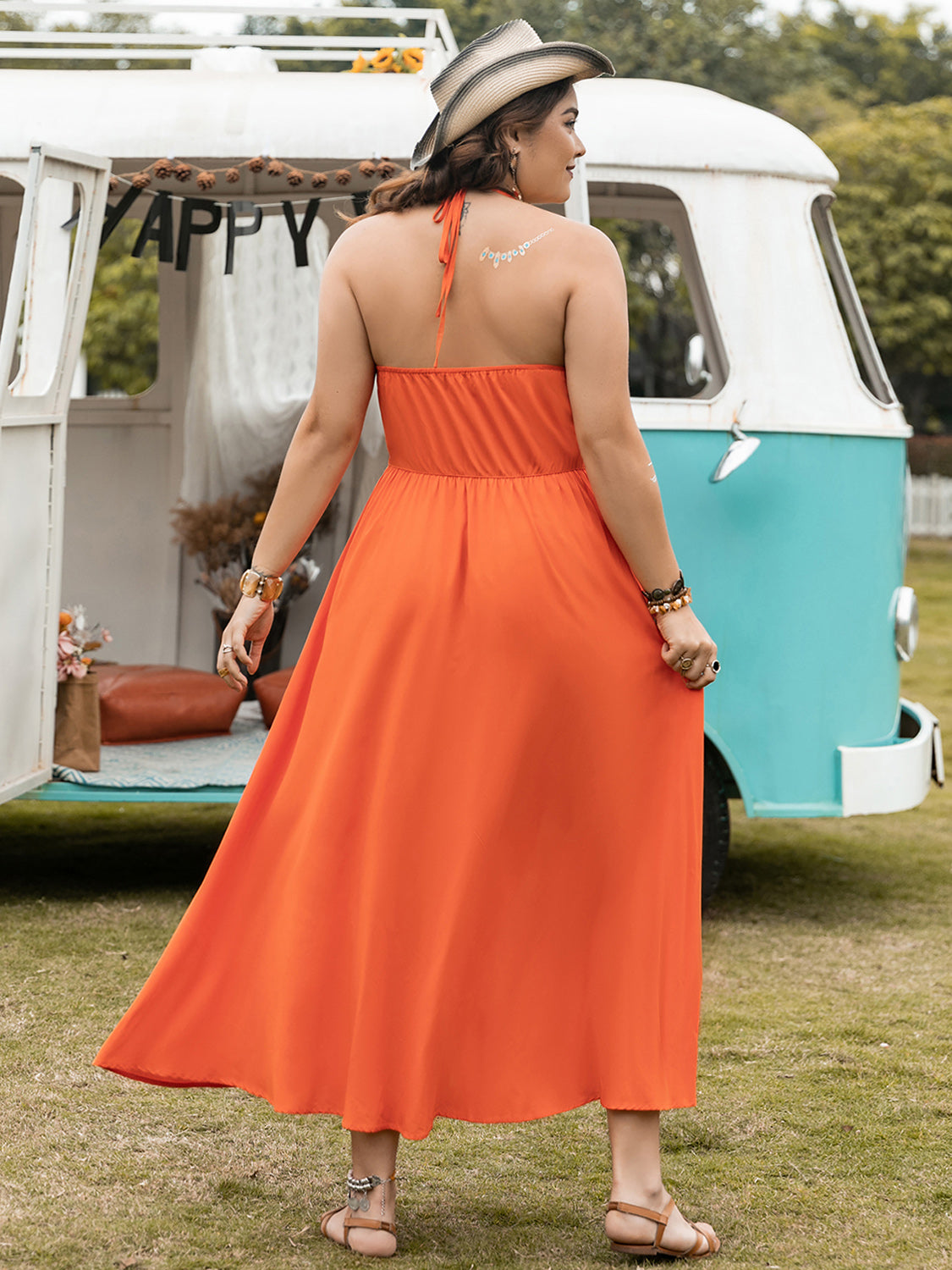 Plus Size Halter Neck Midi Dress Dresses & Tops