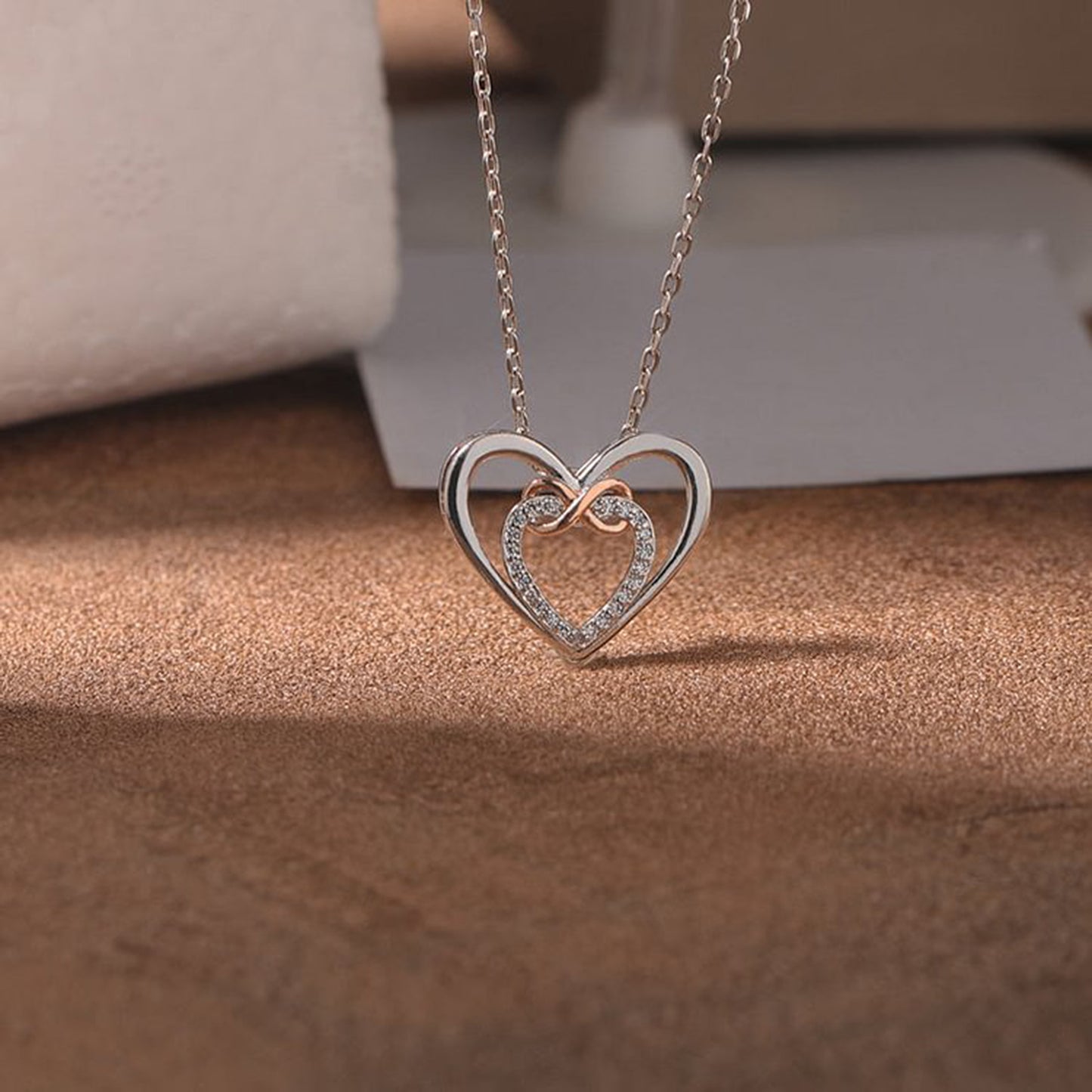 Heart Shape Inlaid Zircon 925 Sterling Silver Necklace apparel & accessories