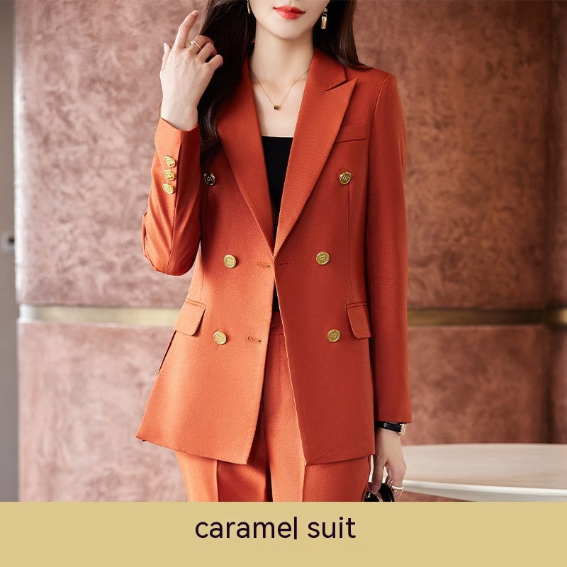 Caramel Suit Women's Fashion Temperament Double Breasted apparels & accessories