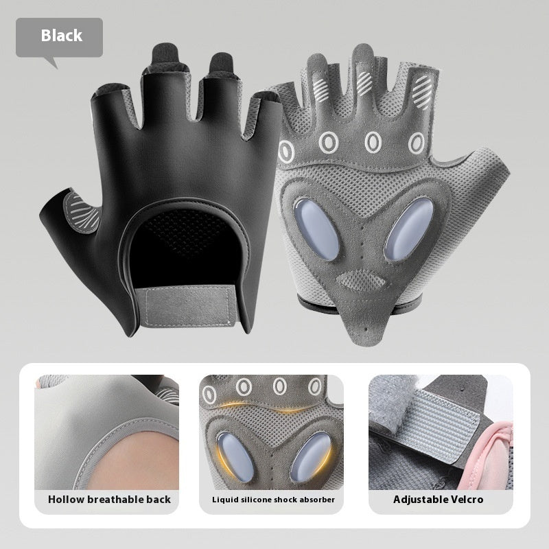 Women's Half Finger Training Thickened Liquid Silicone Fitness Gloves apparels & accessories