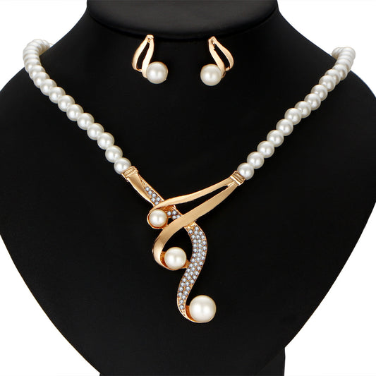 pearl clavicle necklace, high-end jewelry, pearl necklace, earrings set Jewelry