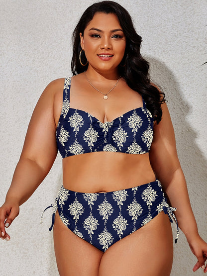 Plus Size Printed Wide Strap Two-Piece Swim Set apparel & accessories