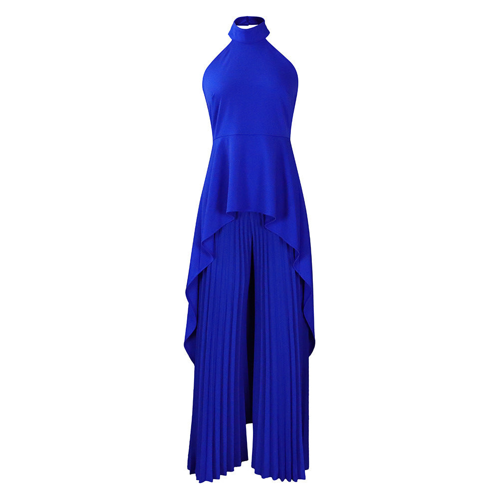 Fashion Casual Set Summer Socialite Private Wear Backless Top Pleated Wide-leg Trousers apparel & accessories