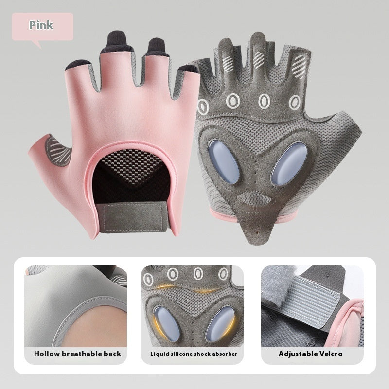 Women's Half Finger Training Thickened Liquid Silicone Fitness Gloves apparels & accessories