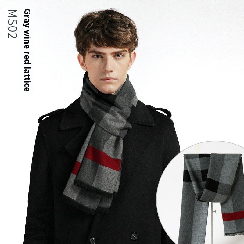 Simple Plaid Warm Keeping Artificial Cashmere Scarf Men's Scarves