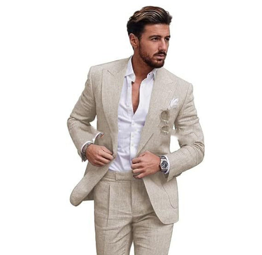 Men's Large Single Row One Button Solid Color Suit Two-piece Set apparel & accessories