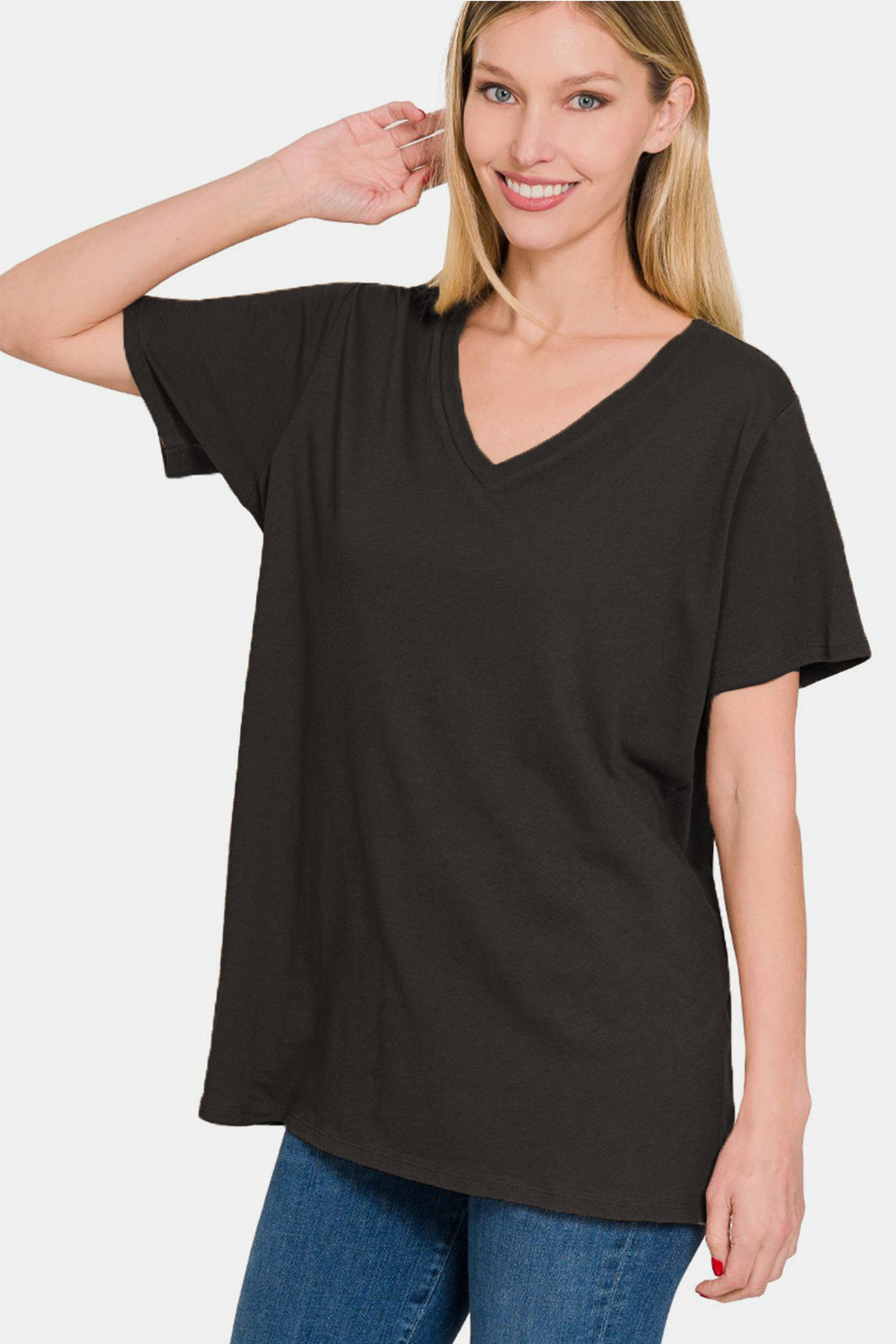 Zenana Full Size V-Neck Short Sleeve T-Shirt Dresses & Tops