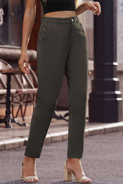 Ankle-Length Straight Leg Pants with Pockets apparel & accessories