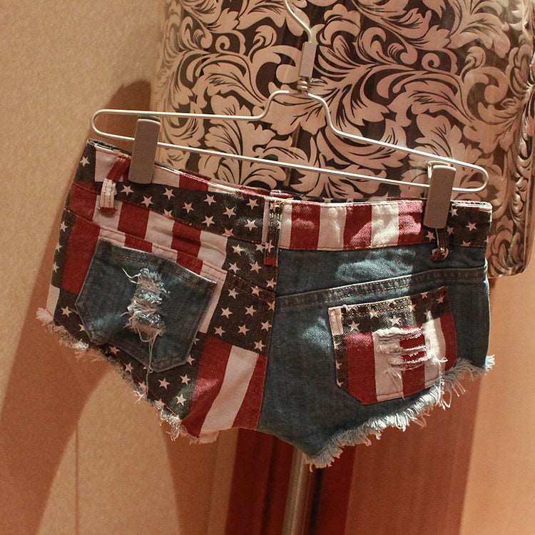 American Flag Patterned Mini Pants shorts