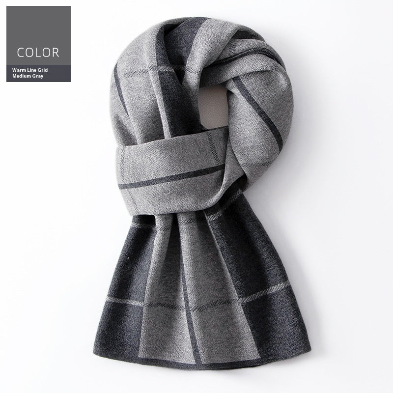 Wool Scarf Men's Winter Plaid Double-sided Scarf Men's Scarves