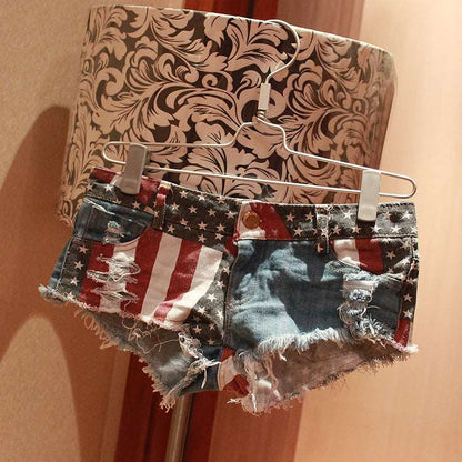 American Flag Patterned Mini Pants shorts