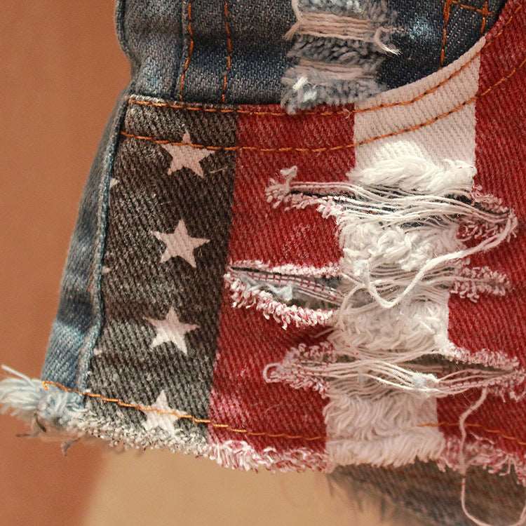 American Flag Patterned Mini Pants shorts