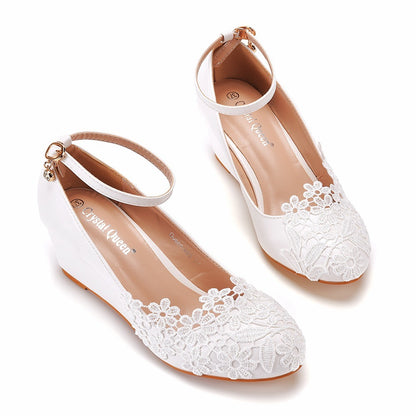 Women's Casual Shallow Mouth Round Toe High Heels Shoes & Bags