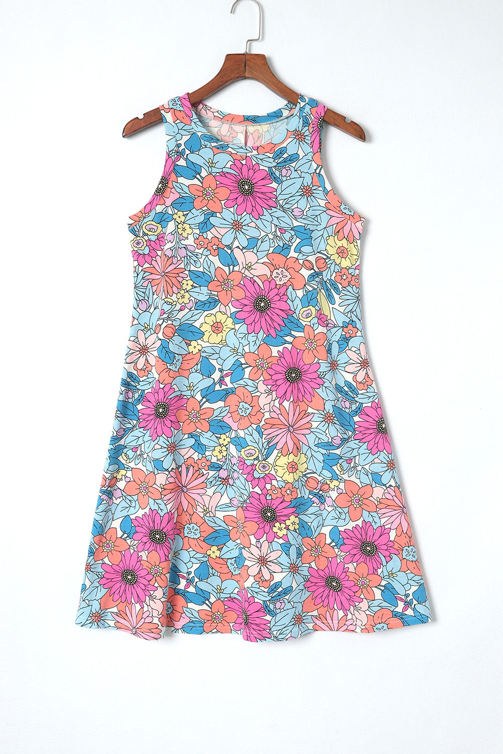 Floral Round Neck Sleeveless Dress apparel & accessories