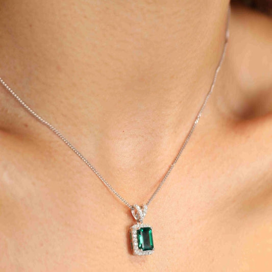 Adored 1.25 Carat Lab-Grown Emerald Pendant Necklace apparel & accessories