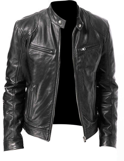 PU Leather Jacket Slim Leather Jacket apparels & accessories