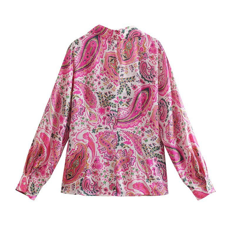 Spring New Women's Retro Casual Printed Shirt Top apparel & accessories