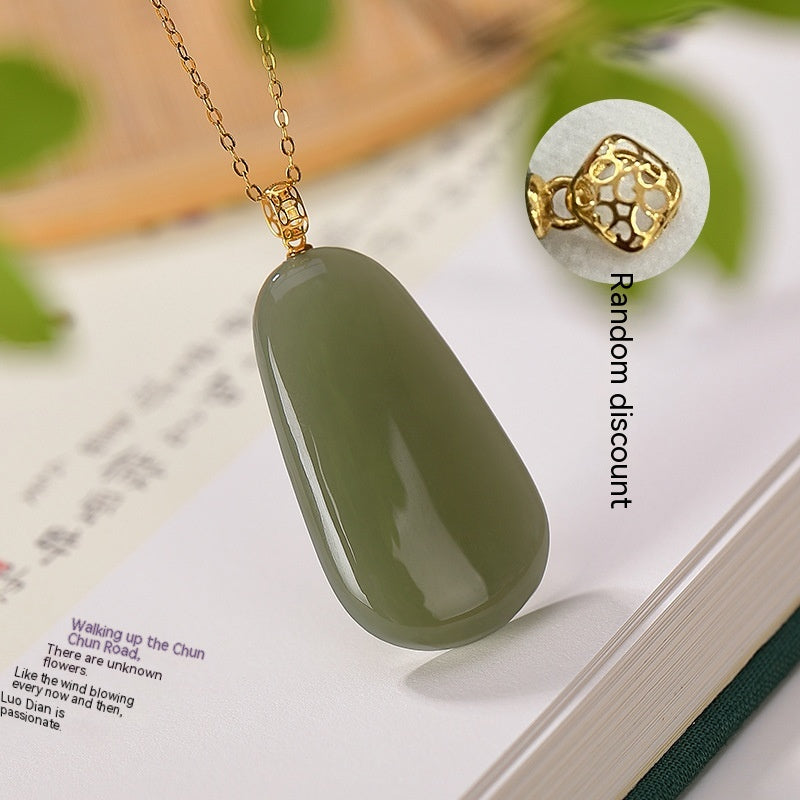 18K Gold plated Natural Jade Gray Pendant Jewelry