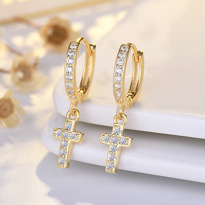 Women's Fashion Zircon Cross Earrings Jewelry