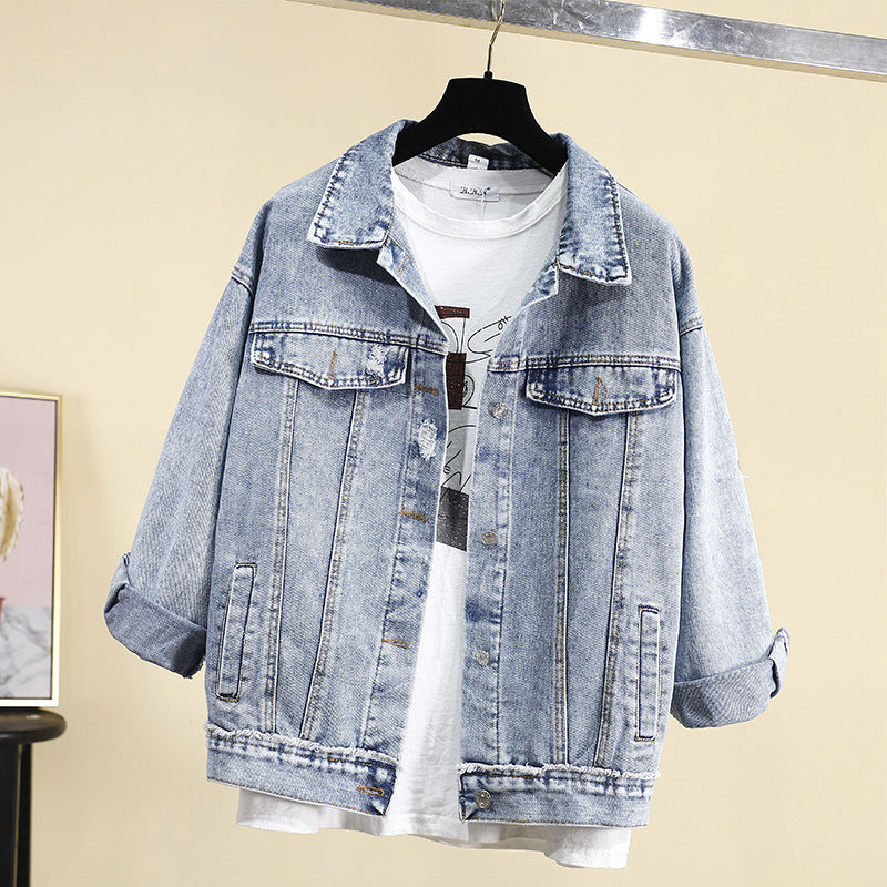 Women's ripped denim jacket spring and autumn apparels & accessories