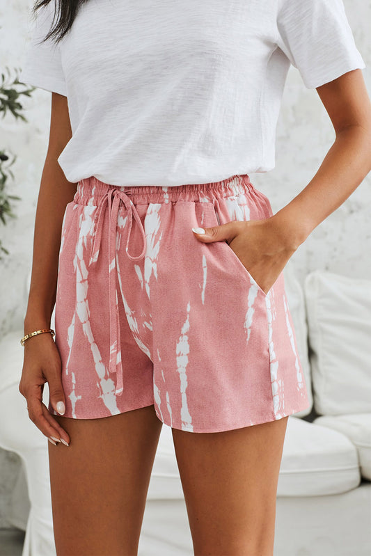 Tie-Dye Drawstring Waist Shorts with Pockets apparel & accessories
