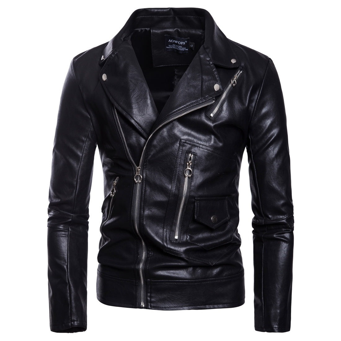 Men's Motorcycle Multi Zip Leather Coat apparels & accessories