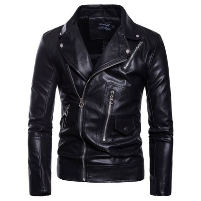 Men's Motorcycle Multi Zip Leather Coat apparels & accessories